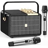 SUPNIU Wireless Voice Amplifier Professional Karaoke Machine with 2 UHF Microphones for Adults, 320W Peak Bluetooth Speaker PA System Treble & Bass for Home Party Wedding Outdoor Christmas Events L400