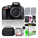Nikon D5600 24.2MP DSLR Digital Camera (Body Only) (1575) Deluxe Beginner Bundle Kit -Includes- Sandisk 64GB SD Card + Large Camera Gadget Bag + Spare Battery + Deluxe Cleaning Kit + More