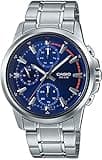 Casio Men's Analog Watch with Blue Dial MTP-E317D-2AV, Stainless Steel Band, Day-Date Display, 50M Water Resistance