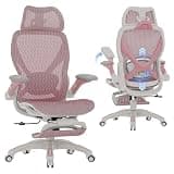 ELABEST X100 Ergonomic Mesh Office Chair with Footrest, Big and Tall Hone Desk Chair with 5D Flip-Up Arms, Adjustable 3D Lumbar Support,Gaming & Executive Computer Chairs