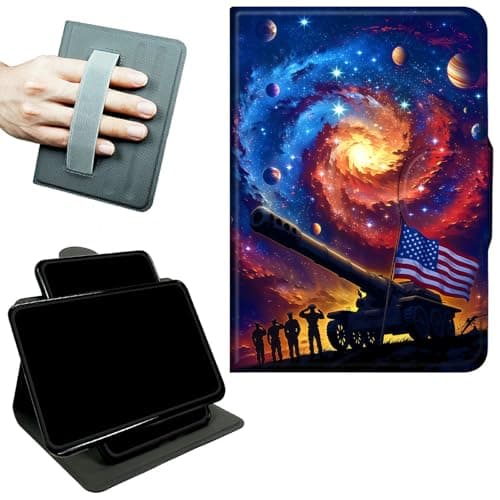 RWUTYTIUL Rotating Handle Case for Samsung Galaxy Tab S6 Lite 10.4" 2024/2022/2020, 360 Degree Swivel Kickstand with Magnetic Closure Shockproof Leather Cover for Women Men, Starry Sky Flag
