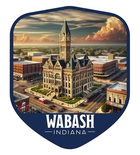Wabash Indiana Vintage Shield Badge Souvenir - 3-Inch Vinyl Sticker