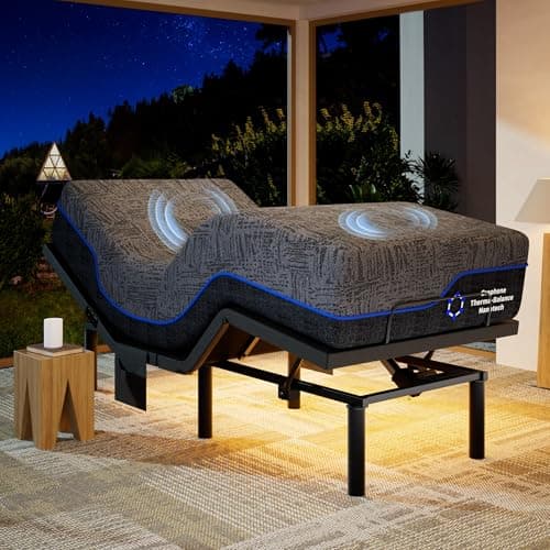 Marsail NS2 Pro Twin XL Adjustable Bed Base with Massage - Smart Dual Motor Bed Frame with Wireless Remote or App Control, 3-Min Assembly, Zero Gravity & Anti-Snore Modes, Under Bed Lighting