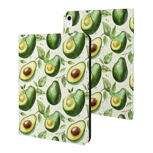 Compatible with iPad A16 Case 11 Inch 2025, Green Leaf Avocado Print Slim Tablet Cover Compatible with iPad 10th Generation Case 10.9 Inch 2022 Auto Wake/Sleep with Stand