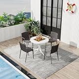 lafengyan Outdoor Dining Set with Ergonomic PP Chairs and Round Table for Patio, Balcony, Garden, Indoor Use