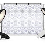 Lavender Purple Petals Backdrop 8x6ft Abstract Floral Grids Mediterranean Photography Backdrop Photoshoot Background Tapestry Banner for Birthday Baby Shower Decoration Party Video Photo Studio Props