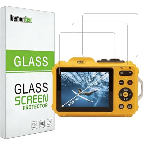 bemuntee Screen Protector For Kodak Pixpro WPZ2, [3 Pack] Tempered Glass with 9H Hardness, Anti-Scratch, Bubble-Free