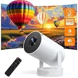 Trunera Smart Mini Projector with WiFi 6 and Bluetooth 5.0, Support 4K 1080P, Built-in Apps & 180° Rotation, Auto Vertical Keystone, Portable Movie Projector for Bedroom Home Outdoor, Ivory