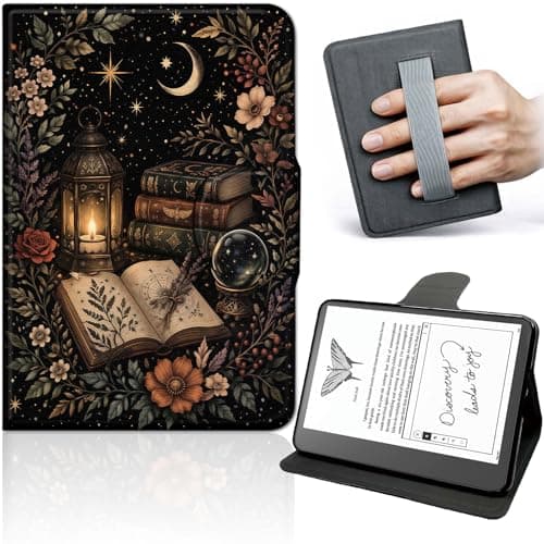 Case for Kindle Scribe (2024/2022 Released) 10.2 Inch, 360° Rotating Stand Tablet Cover with Hand Strap, Auto Wake Sleep, Slim Protective PU Leather Case, Witchy Study Desk Design
