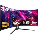 Gawfolk 34 Inch Ultrawide Curved Gaming Monitor, 21:9 UWQHD 3440x1440 165Hz Curved 1500R Computer Monitor PIP/PBP,1ms(MPRT) 128% sRGB,HDMI & DP,Tilt Adjustable,Panoramic for Office & Immersive Gaming