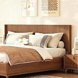 COCO DESIGN King Size Headboard Only, 80" Wide Headboard, Mid Century Modern Farmhouse Boho HeadBoard, Fluted Panel, Wall Mount, Wingback Design, Antique Oak