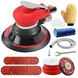 ZFE Random Orbital Sander 5" & 6" Pneumatic Palm Sander with Extra 5" Backing Plate, Sponge Polishing Pads, Sandpapers Low Vibration and Heavy Duty for Wood, Composites, Metal