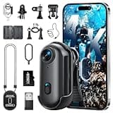 4K Mini Body Camera, Wearable Action Body Cam, Sports Action Camera Thumb Size Hands-Free Recording Body Worn Camera, Portable Camcorder Mount Anywhere for Work, Travel,Fishing (Black, 128, GB)