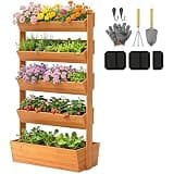 Suteck Vertical Wooden Raised Garden Bed, 5 Tier Garden Planters Freestanding Plant Stand Planter Box for Flowers, Vegetables, Herbs, Plants, Indoor & Outdoor Gardening