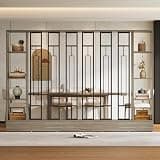 Tribesigns Wall Room Divider Set of 2, 70.9" Modern Freestanding Room Divider Screen with Storage Shelves, Wall Partition for Home & Office (Gray and Black, 47.2" W x 11.8" D x 70.9" H)