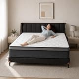 Vipeve 14 Inch Plush Hybrid Mattress Queen – Extra Thick 2.4″ Comfort Foam with 10.2″ Pocket Coils, Motion Isolation, Reinforced Edge, Grey Knit Sides – Luxury Bed in a Box（Full）