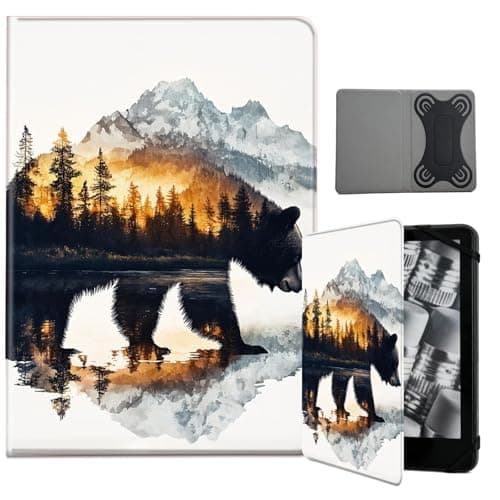 NLZQTTBD Universal Case for 6-7 Inch Tablet eReader - Premium PU Leather Cover,Compatibility 6",6.8",7" Case for Kindle/Kobo/Nook/Tolino/Pocket Book E-Book Tablet - Bear Mountains