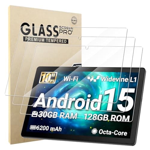 Manlyee 3 Pack Screen Protector Compatible with Evermyth Tablet G13 10 Inch Android 15, Tempered Glass 9H Hardness HD Clear Anti-Scratch