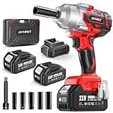 Avrhit 1300N.m(960ft-lbs) Cordless Impact Wrench, Electric Impact Gun 1/2 Inch, 2200RPM Power, 2x 4.0Ah Batteries, High Torque Impact Driver for Car/Truck RV/Mower