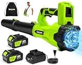 Leaf Blower Cordless 650CFM with 2x4.0Ah Battery Powered and Fast Charger