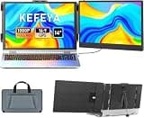 KEFEYA Laptop Screen Extender, 14" FHD 1080P IPS Laptop Monitor Extender Dual Screen, Portable Monitor for Laptops 13-17" with USB-C/HDMI Port, Plug n Play for Windows/Mac/Android/Switch/PS5