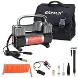 GSPSCN 12V Heavy Duty Tire Inflator Metal Portable Air Compressor Pump