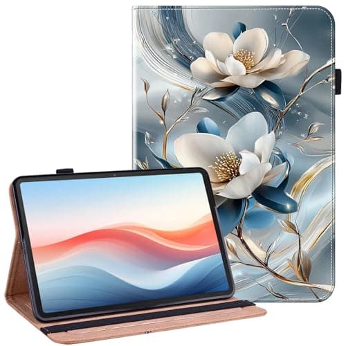 YHDXUYS Case for T-Mobile Revvl Tab 2 10.1 inch 2025, Folio Cover with Multi-Angle Stand and Pen Holder, Metal Flower