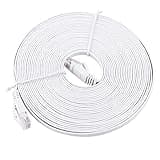 Omquot High Performance CAT6 Ethernet Network Flat LAN Cable for Gigabit Ethernet 1000M White (#6)