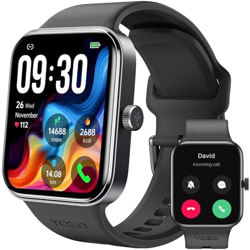 TOZO AMOLED S4 AcuFit One Smart Watch 1.78" Ultra-Clear Screen for Men Women, Call/Answer Fitness Tracker, Sleep Monitor IP68 Waterproof for iOS 11.0+ Android 9.0+ Black (Renewed)