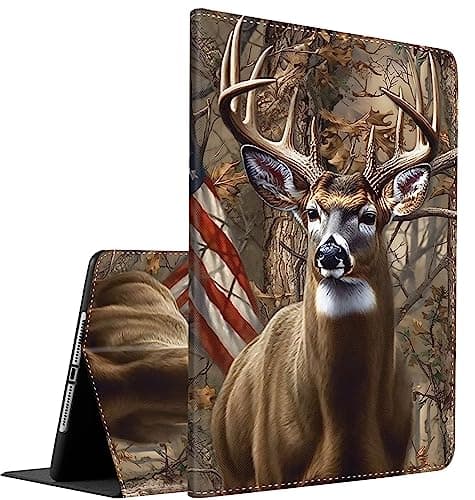 Case for Samsung Galaxy Tab A 10.1 (2019) SM-T510/T515, Multi-Angle Smart Stand Cover Auto Sleep/Wake for Galaxy Tab A 10.1 Inch 2019 Release，Camouflage Deer American Flag