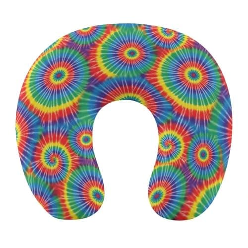 Office Nap Pillow U-Shaped Memory Foam Neck Support, Tie Dye U-Shape, Portable Travel Car Home Rest