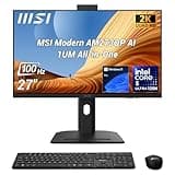 msi Modern AM273Q Business All-in-One Desktop, Intel Core 5 125H, 27" IPS QHD 2560 * 1440, 16GB DDR5, 1TB SSD, Wi-Fi 6, IR Camera, HDMI, DP, AI PC, Wireless KB & Mouse, Windows 11 Pro, Black