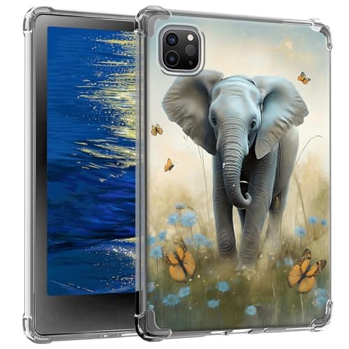GFRGTFHYT Clear Case for iPad Pro 12.9 inch 2022/2021/2020 (6th/5th/4th Gen) Slim Lightweight Soft TPU Transparent Silicone Shockproof Protective Back Cover for iPad Pro 12.9, Elephant Butterfly