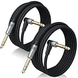 Birvemce 2 Pack Premium Guitar Cable (2 Pack TRS Stereo Cable, Braid Black Grey, 20 FT)