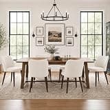 COLAMY Upholstered Dining Chairs Set of 6, Modern PU Leather Dining Room Kitchen Side Chair with Padded Seat and Wood Legs Restaurant/Cafe, Dark Brown