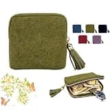 ERCVWIO Jewelry Zippered Pocket Case Travel Jewelry Bag Portable Organizer, 6-Layer Velvet Pouch, Travel Tassel Tangle-Free Bag(Green)