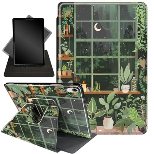 Case for iPad Mini 6 Case 2021,Case for iPad Mini 7 (A17 Pro 2024),360 Degree Swiveling Stand Protective Cover Auto Sleep/Wake Case for iPad Mini 7th/6th Generation 8.3",Green Plants