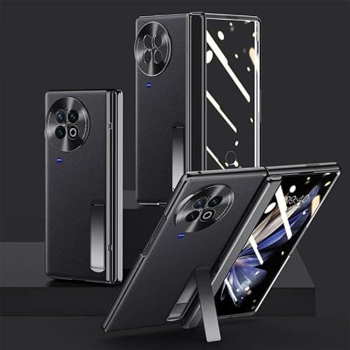 GaliJialiH for Vivo X Fold 2 Case, Cellphone Flip Case,[Electroplated Phone Case][Screen Protector] Rugged Shockproof 360 Full Protective Phone Cover+Kickstand Protective Case (Black)