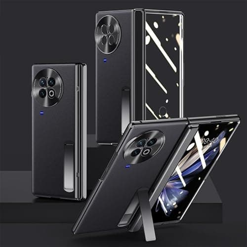 GaliJialiH for Vivo X Fold 2 Case, Cellphone Flip Case,[Electroplated Phone Case][Screen Protector] Rugged Shockproof 360 Full Protective Phone Cover+Kickstand Protective Case (Black)
