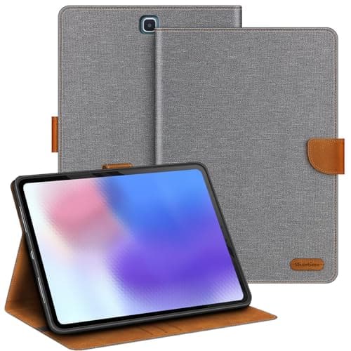 Shantime Leather Case Compatible with Samsung Galaxy Tab A 9.7 SM-T550 SM-T550N Wi-Fi 2015 Protective Cover with Inner TPU Silicone Shell, Built-in Stand and Rugged Drop-Proof(Gray)