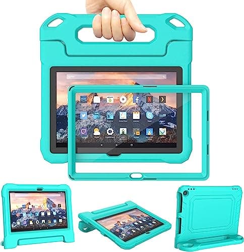 DJ&RPPQ Kids Case Shockproof Kid-Proof Cover with Protector Handle Stand Turquoise