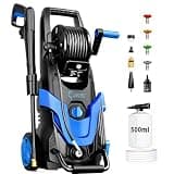 2026 New Pressure Washer 4800PSI w/4 Quick Connect Nozzles, Inlet Hose & Filter&500ML Soap Tank, High Cleaning Machine for Cars/Fences/Driveways/Patios/Home Cleaning,Blue