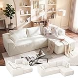 Vesgantti 106" Cloud Sectional Couch with Chaise, Deep Seat Modular Sectional Sofa Chenille Memory Foam Sofa Boneless Couches for Living Room Bedroom, No Assembly Required (Beige, Right-Facing Chaise)