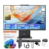 Lenovo IdeaCentre AIO 27" FHD IPS Touch All-in-One Desktop, AMD Ryzen 5 8645HS, 8GB RAM, 1.5TB Storage (512GB SSD&1TB Dock), AMD Radeon 760M, Wireless Keyboard & Mouse, FHD Camera, Win 11 Pro, Grey