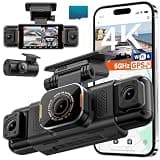 N5 PRO 4K 4 Channel Dash Cam, 360° All-Around View, 1080P Rear and Inside, 5G WiFi 6 - Up to 10MB/s, Built-in GPS, 8 IR Night Vision, G-Sensor, 24H Parking Mode, Free 128GB SD Card Included