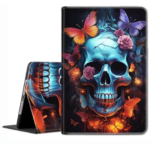 Case for Samsung Galaxy Tab S8 2022/Tab S7 2020 11 Inch (Model SM-X700/X706/T870/T875/T878) - Slim Fit Standing Cover with Auto Sleep/Wake，Butterflies, Flowers, Skulls