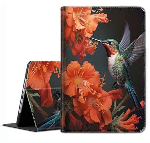Case for Galaxy Tab A7 10.4 Inch 2022/2020 (SM-T509 T500 T503 T505 T507) - Slim Fit Standing Cover with Auto Sleep/Wake for Samsung Galaxy Tab A7 10.4 Inch，Hummingbirds and Flowers