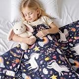 Kivik Unicorn Weighted Blanket 3lbs, Cooling Breathable Small Blankets, Soft Heavy Throw for School Calming & Bed Sleep Gifts for 4 5 6 7 + Year Old, Machine Washable, 36''x 48'', 3 Pounds, Navy Blue