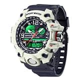 LGXIGE Men's Sport Watch, Dual Display Analog Digital, Waterproof, Luminous, Alarm (56mm Blue-Grey)