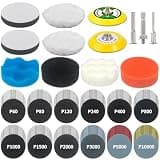 133 PCS Sanding Disc Drill Polishing Kit Sanding Attachment, 3 Inch Wet Dry Headlight Restoration Kit, Hook and Loop Sandpaper Buffing Pads with Rotary Tools for Car Wood Metal Glass Resin Expoxy